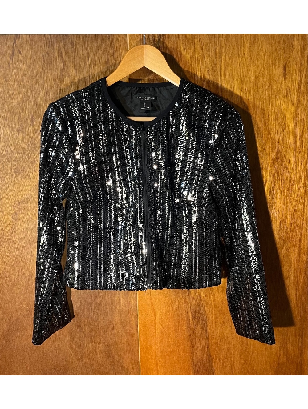Christian Siriano Black Sequined Jacket Sz S